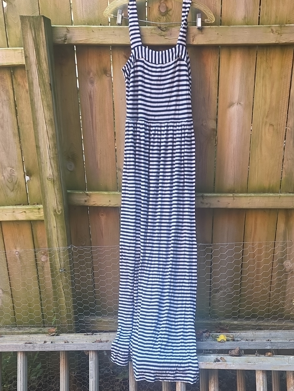 LOFT Navy and White Striped Maxi Dress